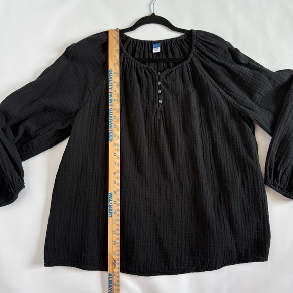 Old Navy Seersucker Rich Black Women's Blouse size large coastal cowgirl vibes - Picture 1 of 8